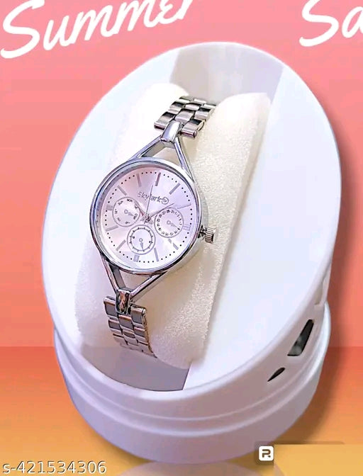 Silver Chain and Silver Dial DB Small Analog Women's & Girl's Watch