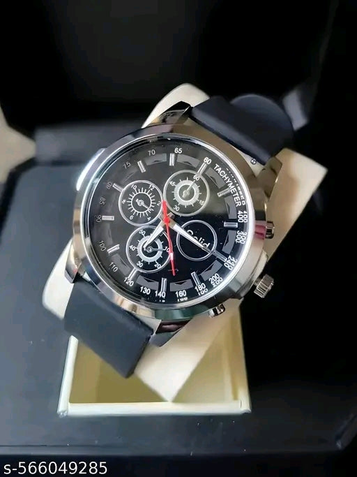 Trend Value Black & Silver Chrono Look Watch