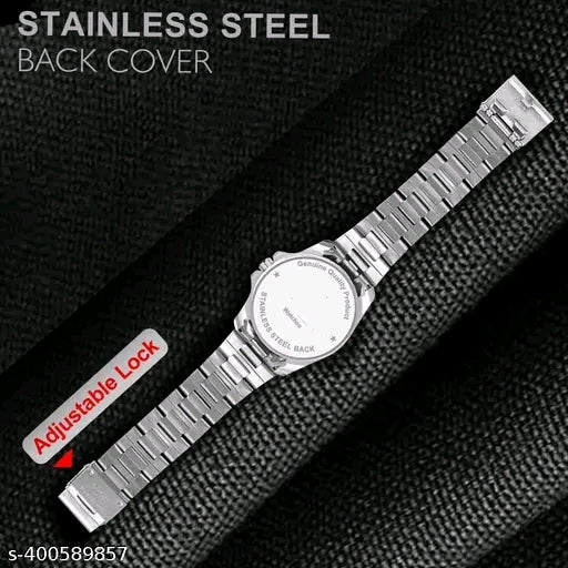 Black Chronograph Analog Watch for Men – Stainless Steel Strap