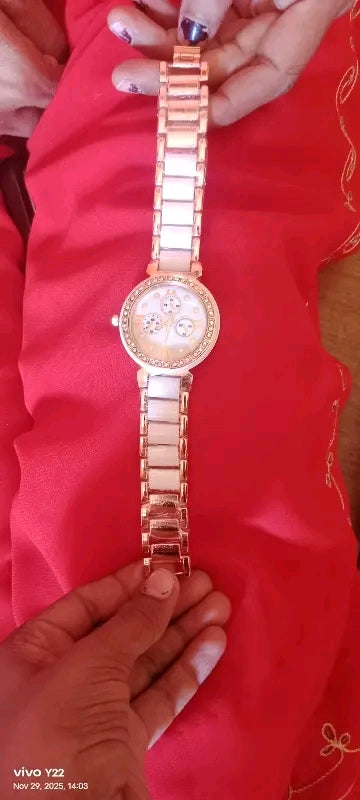 Analog Tatan with White mina round dial watch for womens or girls