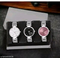 Classic Silver Round Dial Women's Watch ( Pack of 3 )