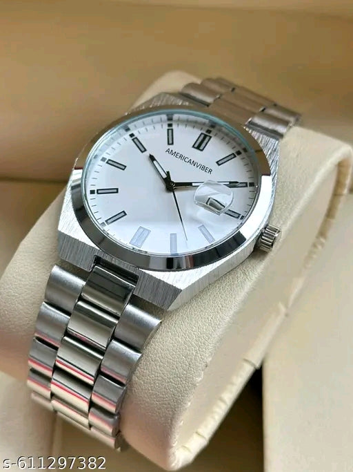 Men's Stylish Gold Dial Analog Date Watch