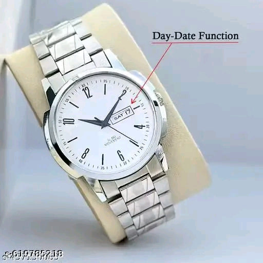 Day-Date Series White Dial Silver Watch