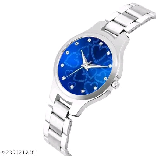 JMV Black Double Heart Dial Metal Silver Belt Girls watch