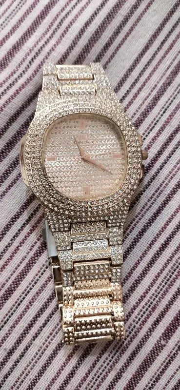 Rose gold Ladies Watch Rhinestone Decor Date Quartz Watch