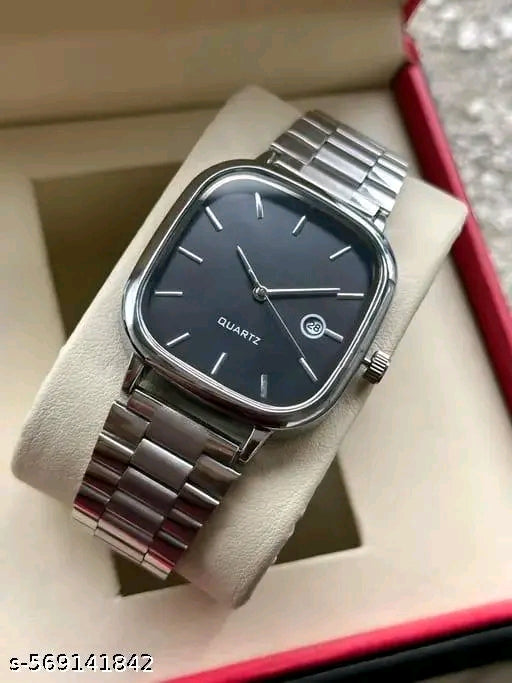 Classic Square Case Analog Date Watch