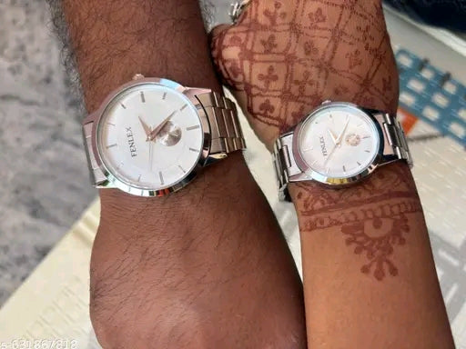 Luxury Stainless Steel Couple Watch Set for Men & Women ( Pack of 2 )