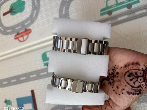 Luxury Stainless Steel Couple Watch Set for Men & Women ( Pack of 2 )