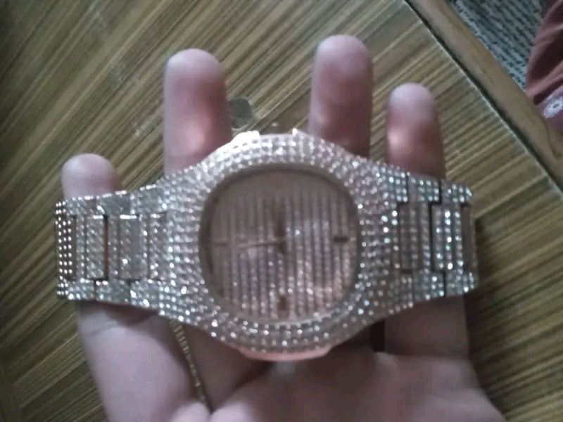 Rose gold Ladies Watch Rhinestone Decor Date Quartz Watch