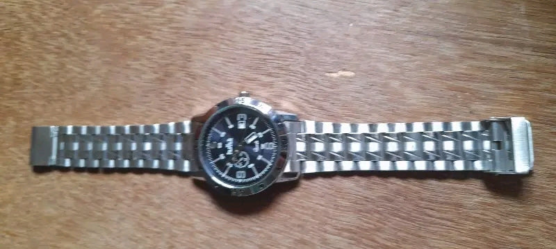 Chrono Elite Black Dial Silver Chain Watch