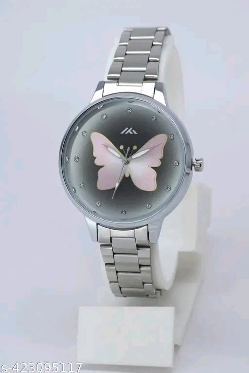 Royal Diamond Studded Dial Gorgeous Slim Fit Stainless Steel Chain Analog Watch for Women