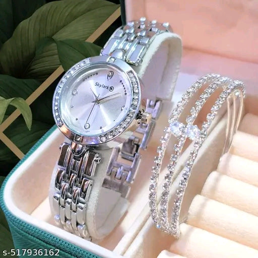 New Classy Beautiful Fashion women. Watch and Free Bracelet set for Women & Girls