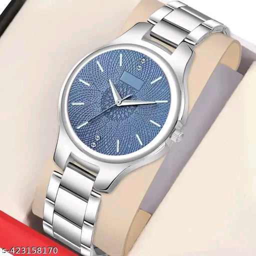 Medboo Silver Double Heart Dial Metal Silver Belt Girls watch