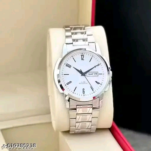 Day-Date Series White Dial Silver Watch