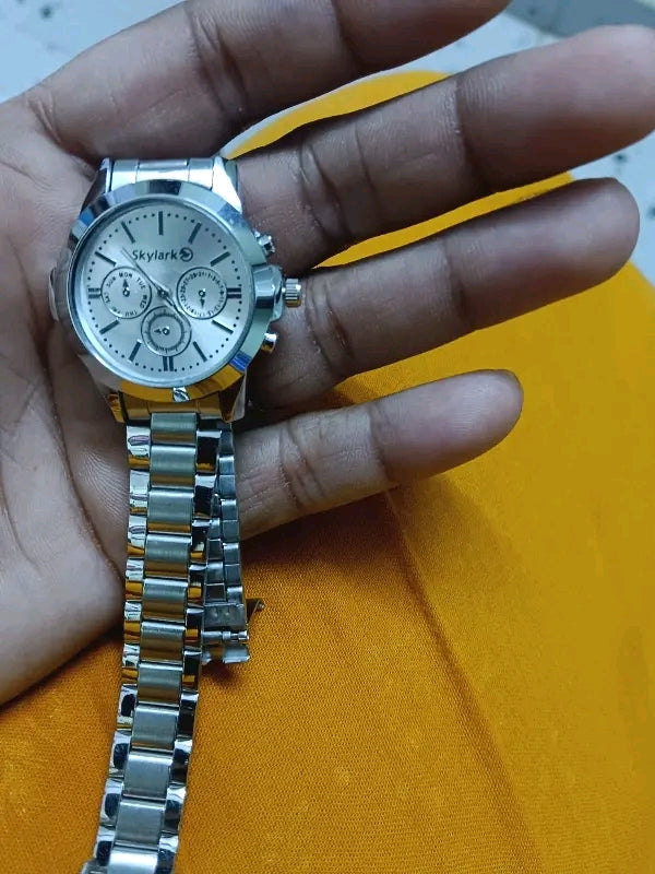 Medboo Silver Double Heart Dial Metal Silver Belt Girls watch