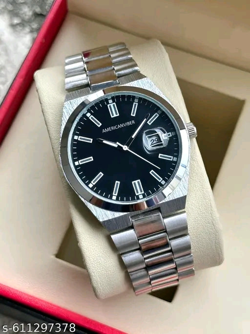 Men's Stylish Gold Dial Analog Date Watch