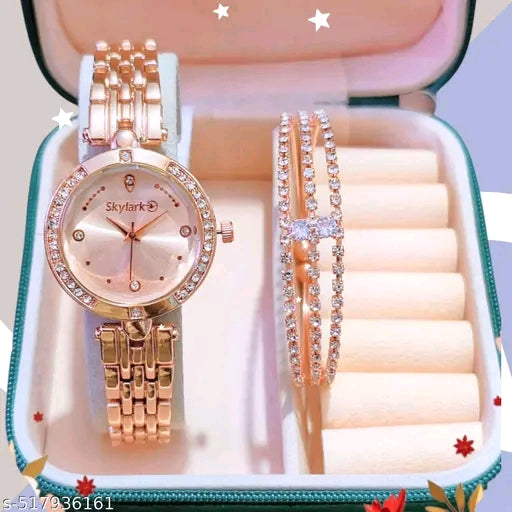 New Classy Beautiful Fashion women. Watch and Free Bracelet set for Women & Girls