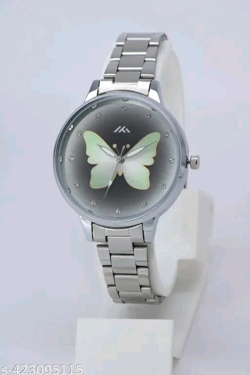 Royal Diamond Studded Dial Gorgeous Slim Fit Stainless Steel Chain Analog Watch for Women