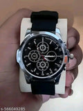 Trend Value Black & Silver Chrono Look Watch