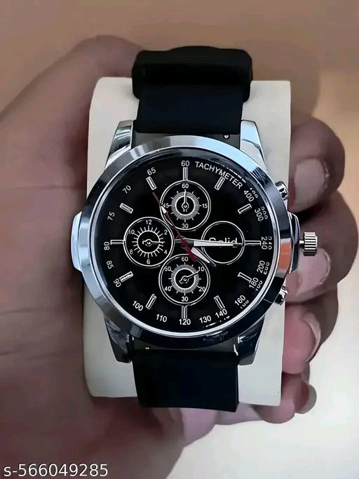 Trend Value Black & Silver Chrono Look Watch