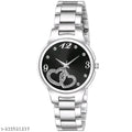JMV Black Double Heart Dial Metal Silver Belt Girls watch