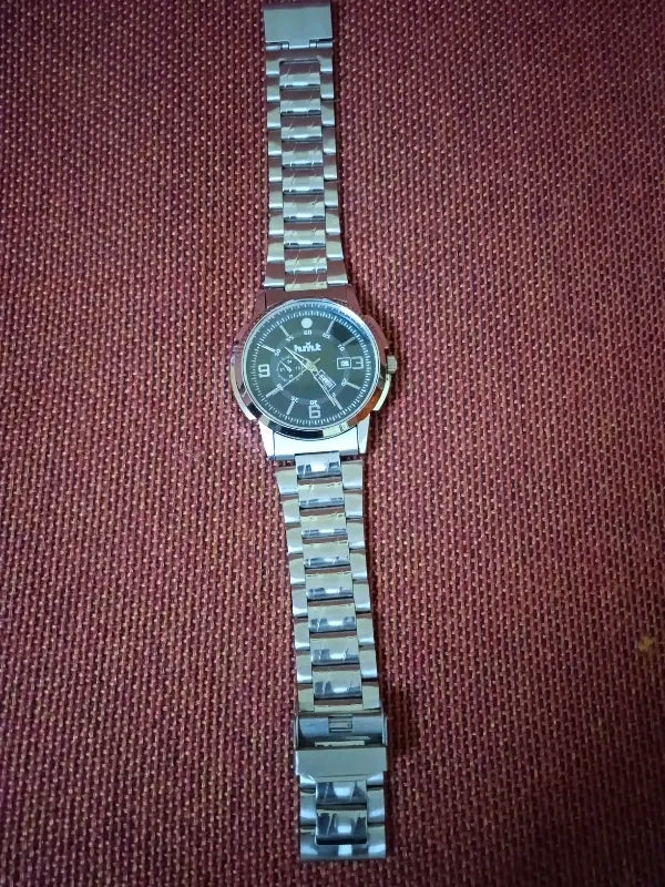 Chrono Elite Black Dial Silver Chain Watch