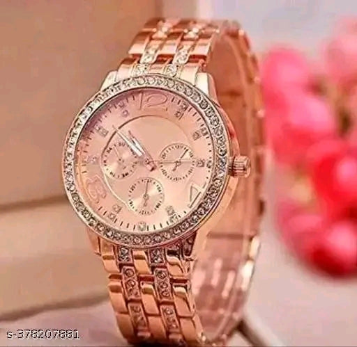 Rose Gold New Arrival Analog Bracelet Stylish Fancy Analog Watch For Girls