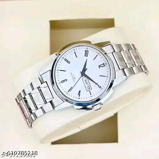 Day-Date Series White Dial Silver Watch