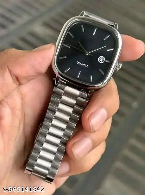 Classic Square Case Analog Date Watch