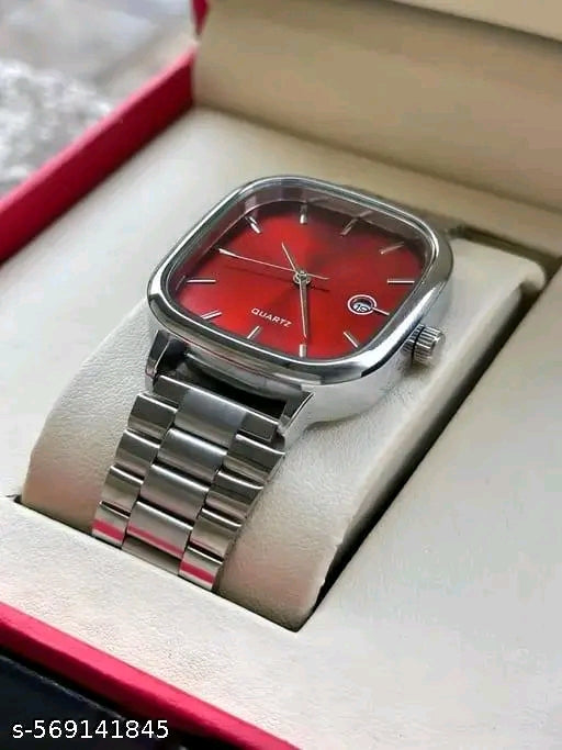 Classic Square Case Analog Date Watch