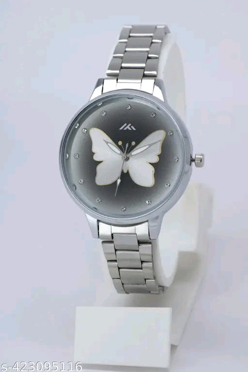 Royal Diamond Studded Dial Gorgeous Slim Fit Stainless Steel Chain Analog Watch for Women