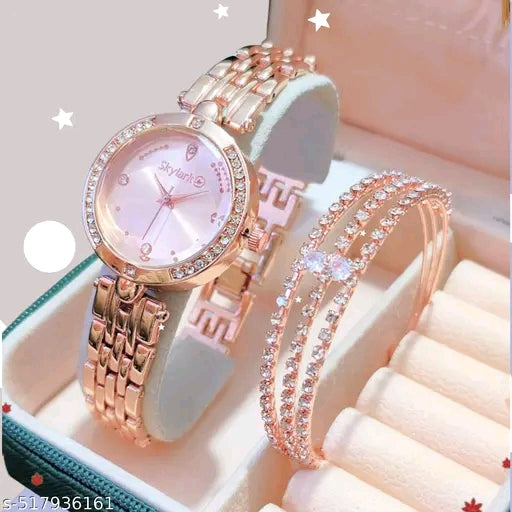 New Classy Beautiful Fashion women. Watch and Free Bracelet set for Women & Girls